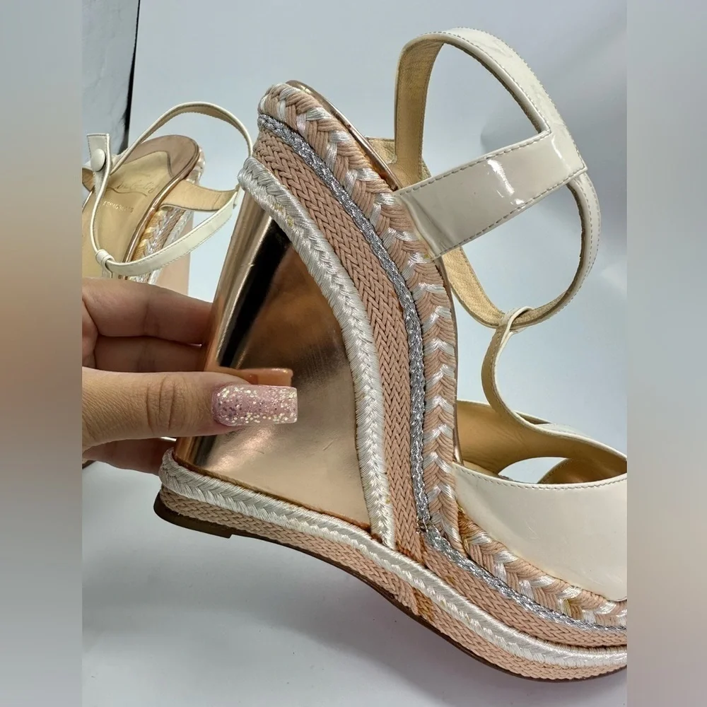 Christian Louboutin Marina Liege 140mm Espadrille Wedge sandals size 11